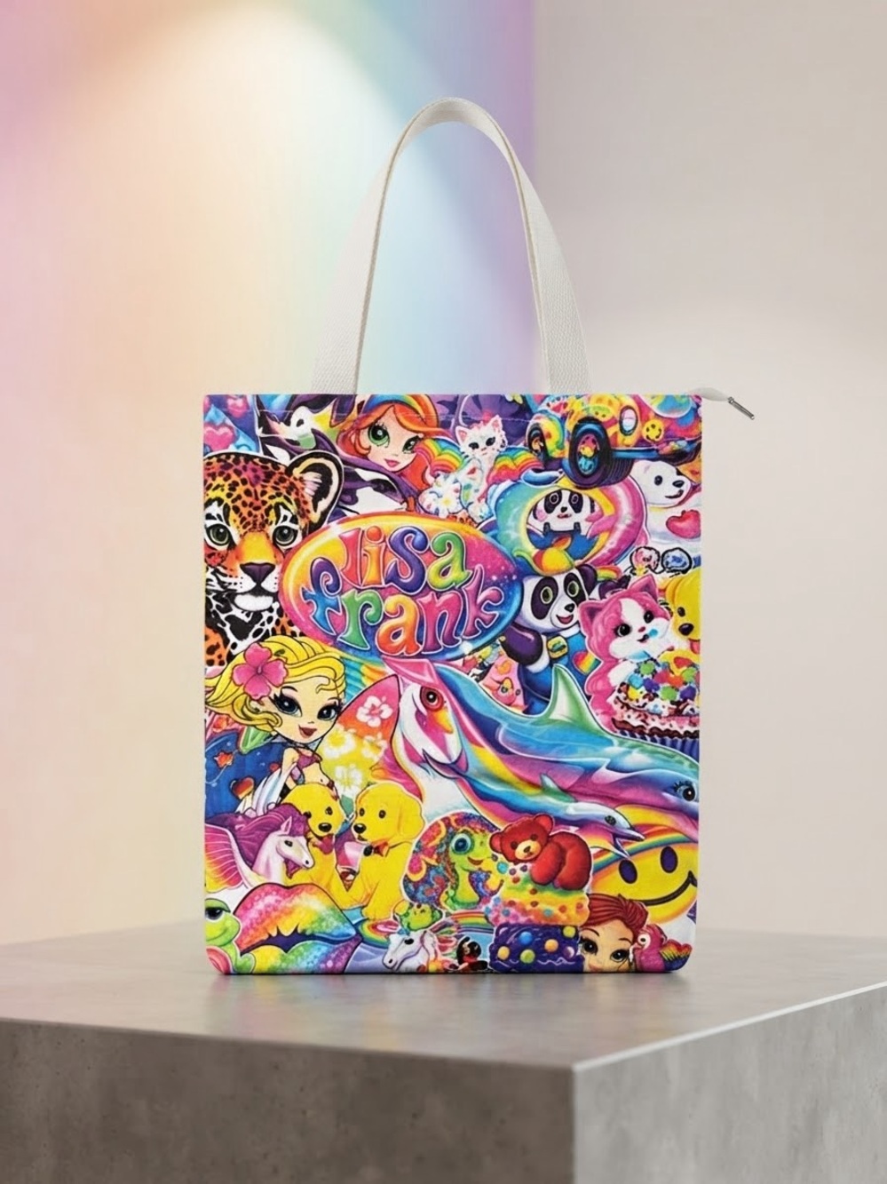 Lisa Frank Rainbow Character Collage Tote - Multicolor